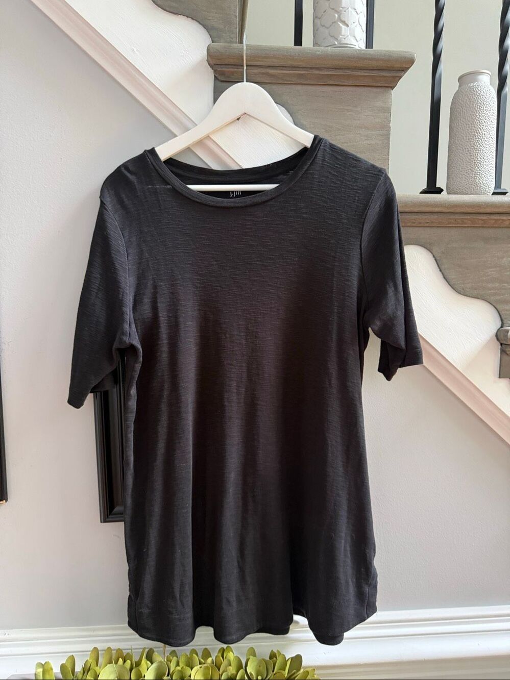 J. Jill Black Pima Shirttail Tunic sz M EUC